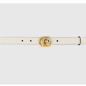 Gucci Marmont Belt Off White with Gold GG Buckle